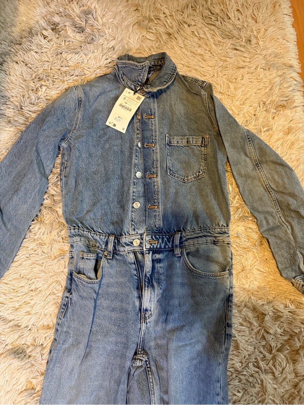 Zara Light Blue Denim Jumpsuit